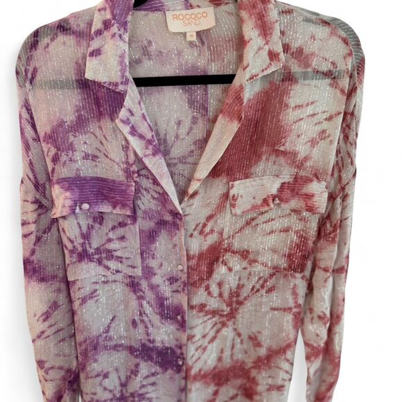 Rococo Sand Women's Silk Tie-Dye Pattern Dress with Belt - Picture 2 of 7